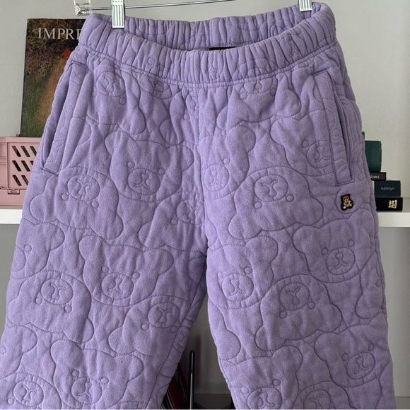 TEDDY FRESH Purple Cozy Quilted Teddy Bear Embroidered Sweatpants - Picture 6 of 8